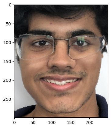 Samyak's face warped into average smiling face