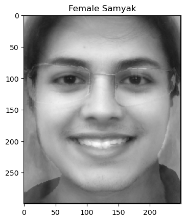 Samyak's face morphed in shape and appearance to female average